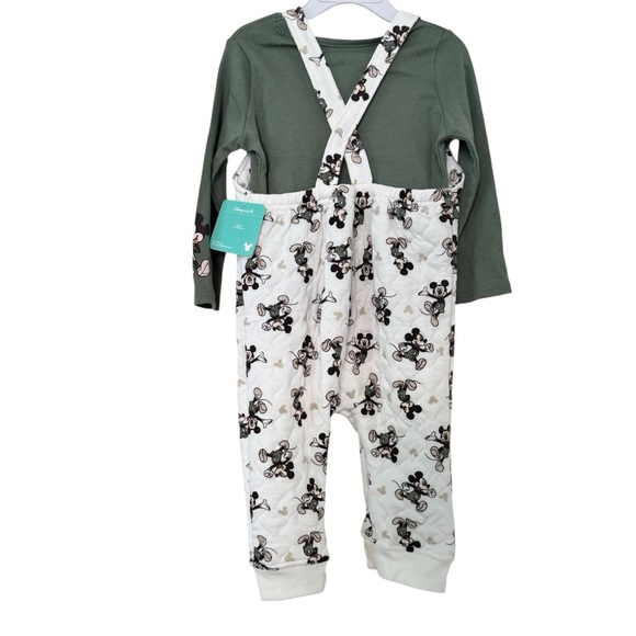Disney Baby Boy Mickey Mouse Overall Set 2 PC Green Long Sleeve Top 24M NWT - Picture 5 of 7